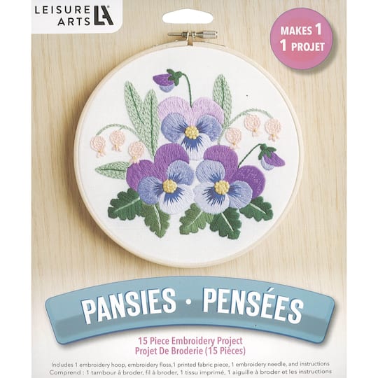Leisure Arts&#xAE; 6&#x22; Pansies Embroidery Kit